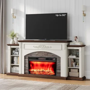 80" Electric Fireplace with Mantel