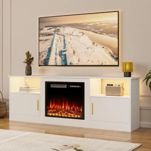23 Electric 70 Fireplace TV Stand for Living Room with LED Lights