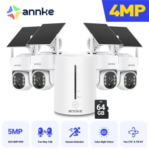 4MP Scalable Wireless Security Camera System 4CH 5MP Two-way Audio Solar PT Camera