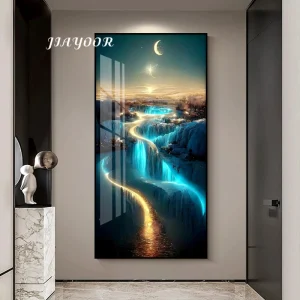 Flowing Water Brings Wealth Waves Entrances LED Hanging Mural Lamp