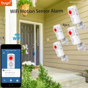 4Pieces-WiFi Door Alarm System, Wireless DIY Smart Home with Phone APP Alert, Work with Alexa